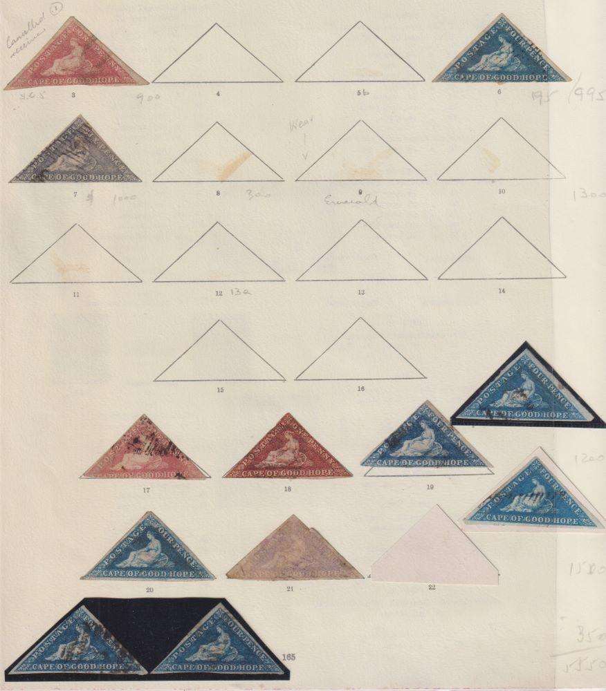 CAPE OF GOOD HOPE NICE LOT OF TRIANGLES ON ALBUM PAGE