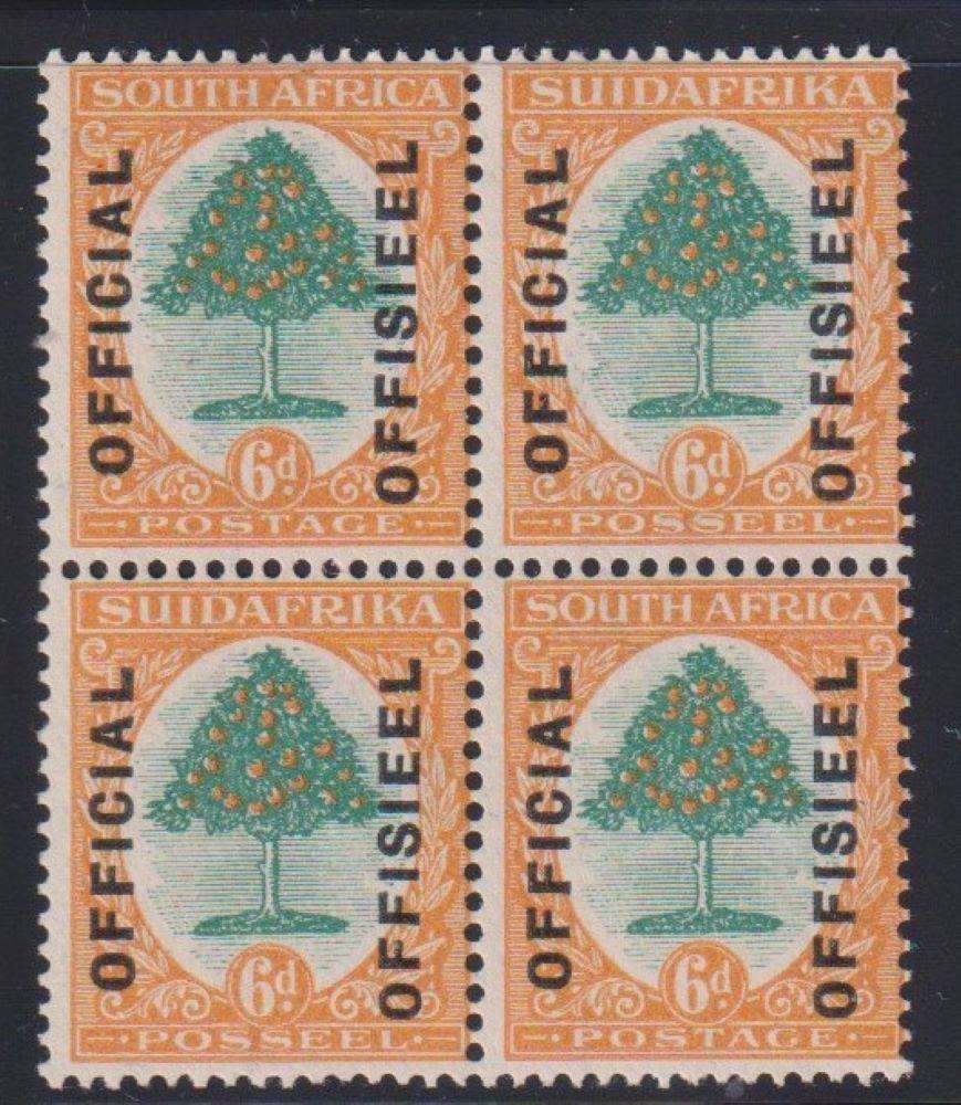 SA 1928 6d PRETORIA OFFICIAL M/UM BLOCK - SACC O7