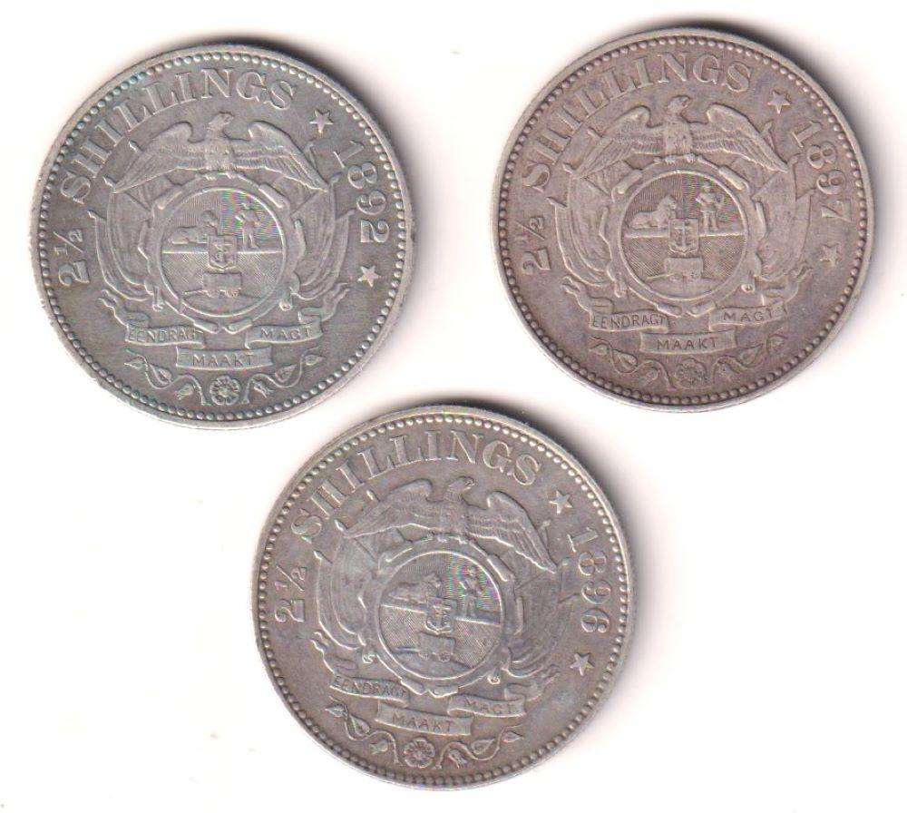 ZAR Coin Collection - 3 coins -  2/6 shillings