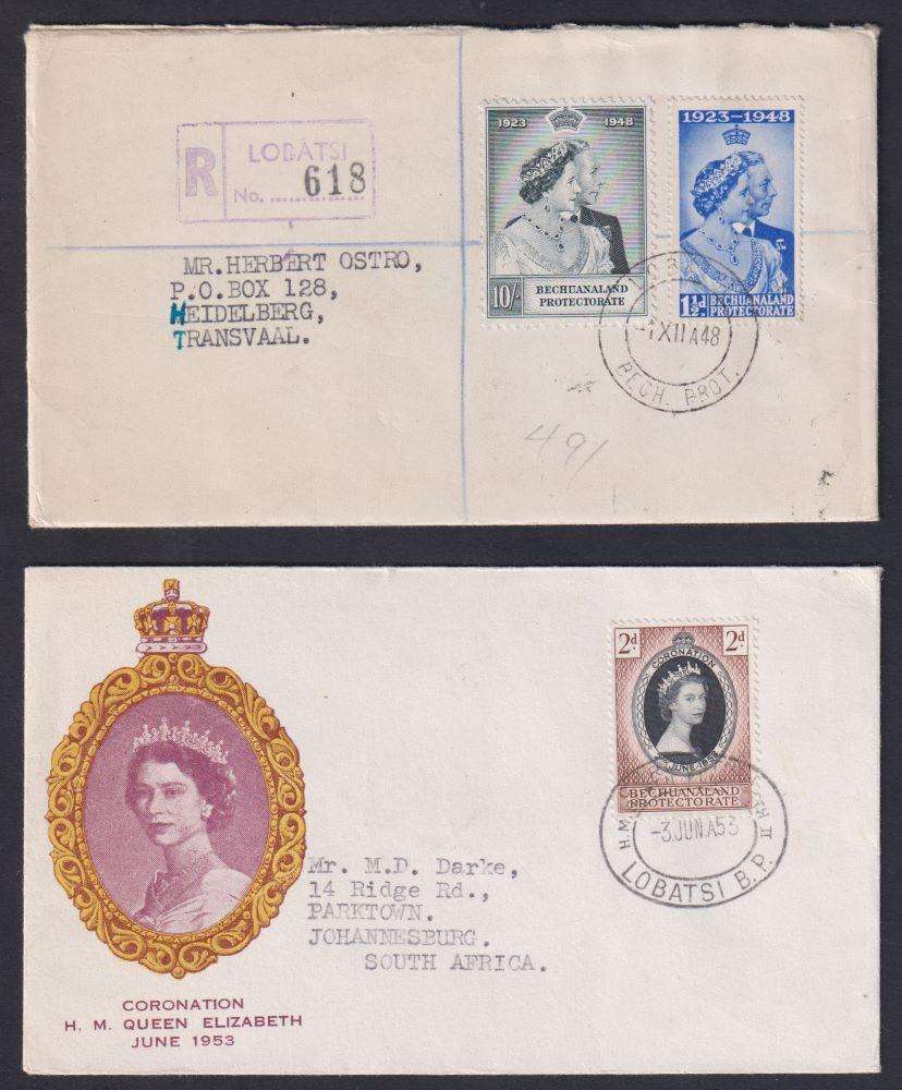 BECHUANALAND 1948 SILVER WEDDING FDC & STAMPS cv R3500