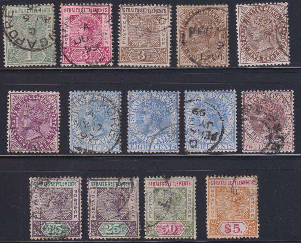STRAITS SETTLEMENTS 1892-5 QVIC USED SG 95-105 PLUS SHADES CV £400