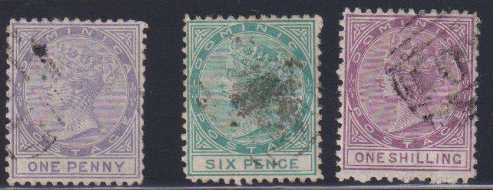 DOMINICA 1874 QVIC SG 1-3 SOUND USED CV £260