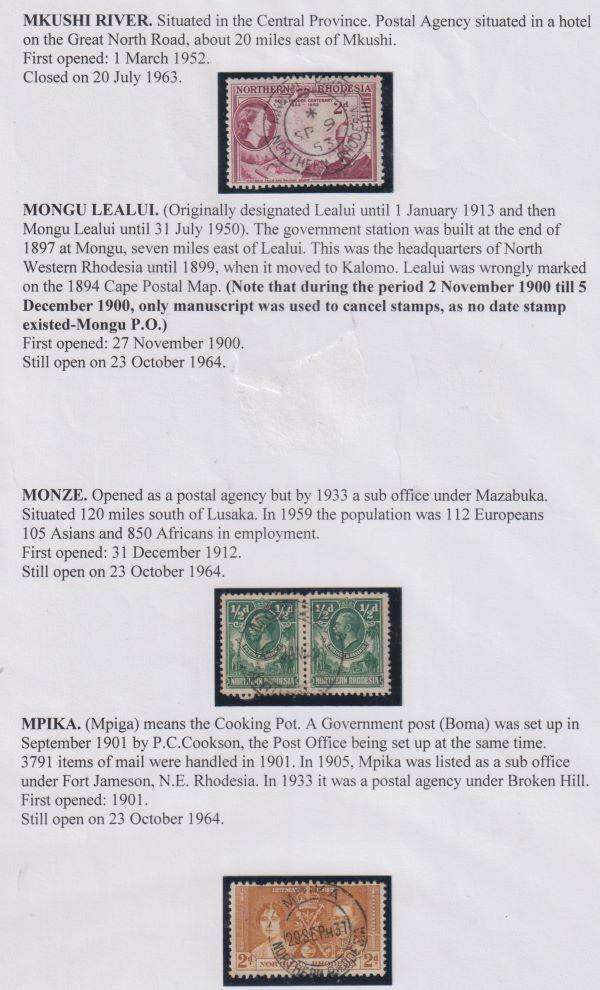 NORTHERN RHODESIA TERRIFIC LOT OF CANCELS - WRITTEN UP COLLECTION