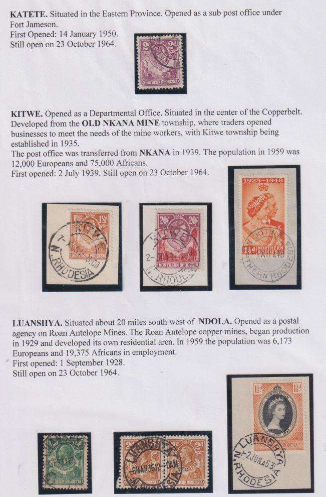 NORTHERN RHODESIA TERRIFIC LOT OF CANCELS - WRITTEN UP COLLECTION