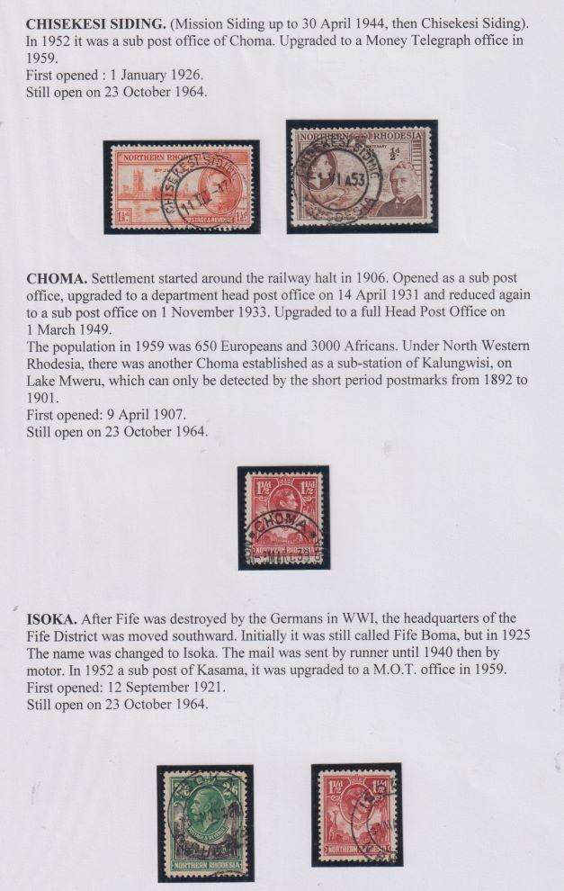NORTHERN RHODESIA TERRIFIC LOT OF CANCELS - WRITTEN UP COLLECTION