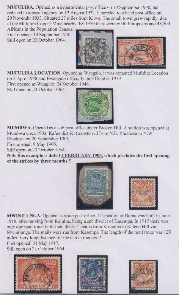 NORTHERN RHODESIA TERRIFIC LOT OF CANCELS - WRITTEN UP COLLECTION