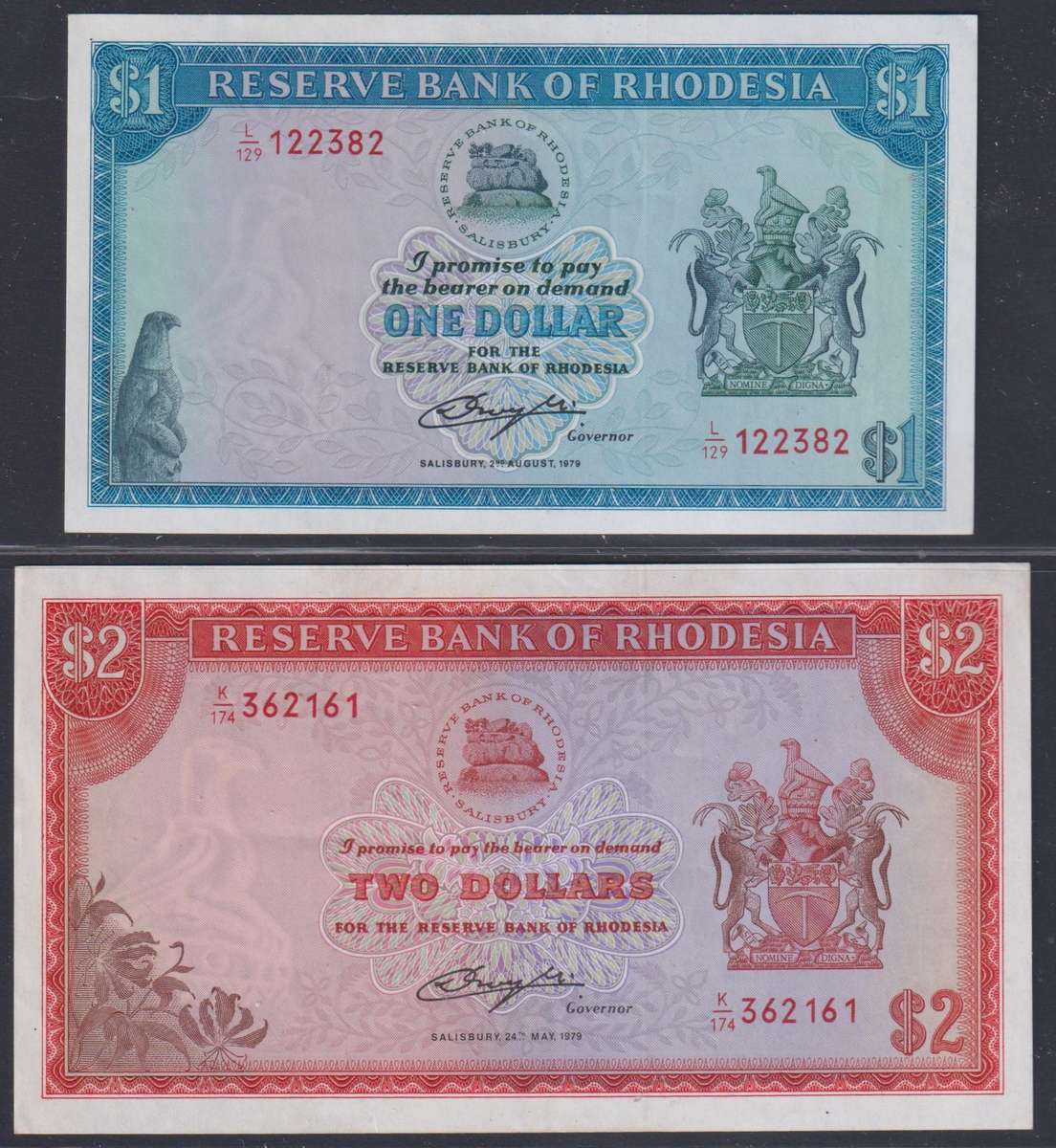 RHODESIA SET OF 1979 UNCIRCULATED BANKNOTES
