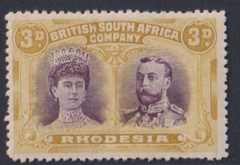 RHODESIA 1910 3d DOUBLE HEAD FINE MINT SG 137  cv £150