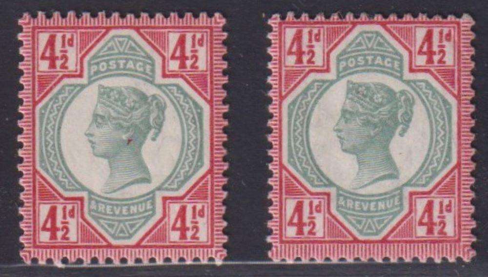 GREAT BRITAIN 1887 4 1/2d UM/M SG 206/206a CV £760