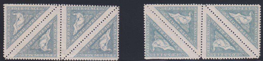 SA 1926 TRIANGLES PRIVATELY PERFORATED BLOCKS UNMOUNTED MINT