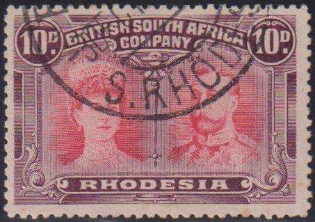 RHODESIA 1910 DOUBLE HEADS 10d's & 1/-'s SOUND USED
