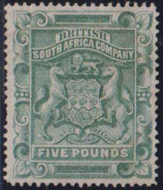 RHODESIA 1892 £5 UNUSED  SACC 12