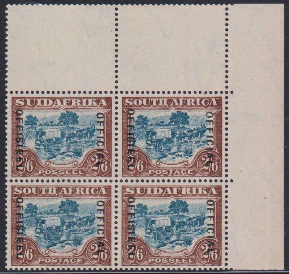 SA 1930 2/6 OFFICIAL BLOCK  SUPERB UM - SACC O20c CV R2400+