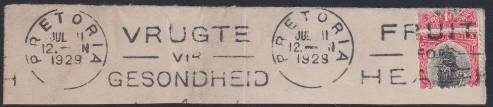 SA 1929 MISPERFORATED 1d SHIP ON PIECE