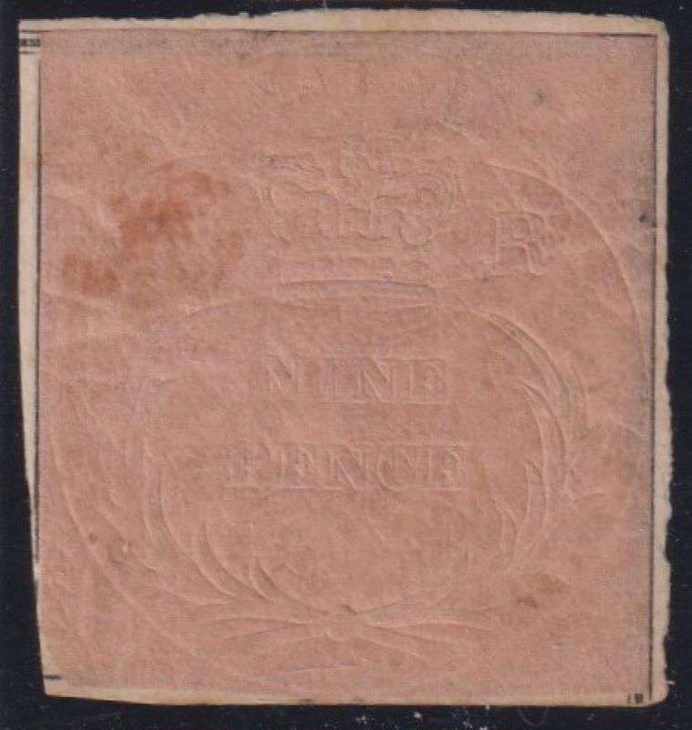 NATAL 9d 1865 EMBOSSED REPRINT WITH CERT