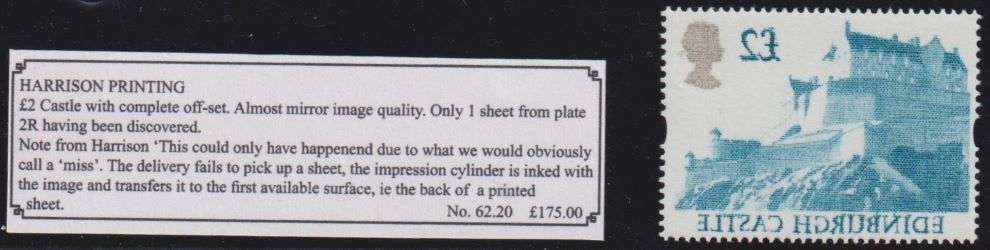 GREAT BRITAIN £2 HARRISON SUPERB OFFSET - RETAIL £175