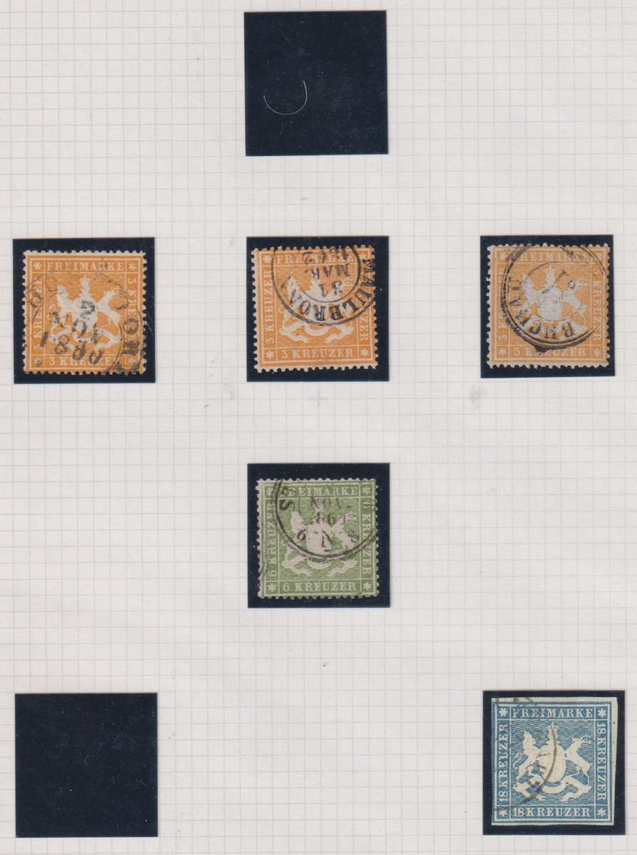 WURTTEMBERG SUPERB 1851-1875 DISPLAY ON PAGES