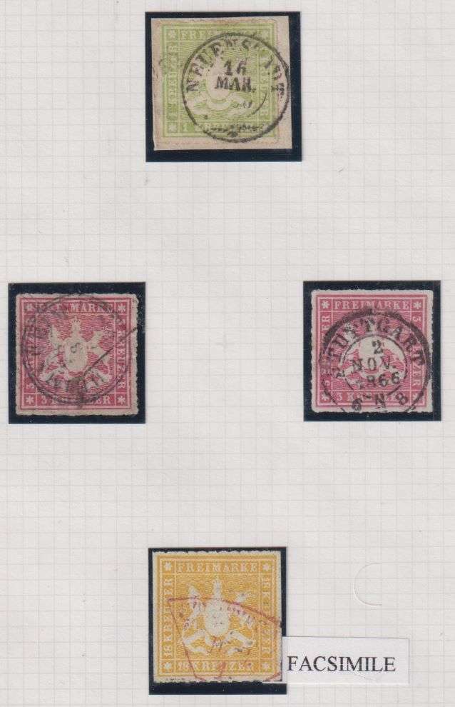 WURTTEMBERG SUPERB 1851-1875 DISPLAY ON PAGES