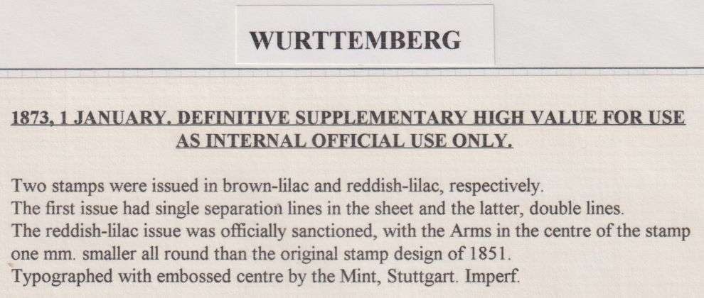 WURTTEMBERG SUPERB 1851-1875 DISPLAY ON PAGES