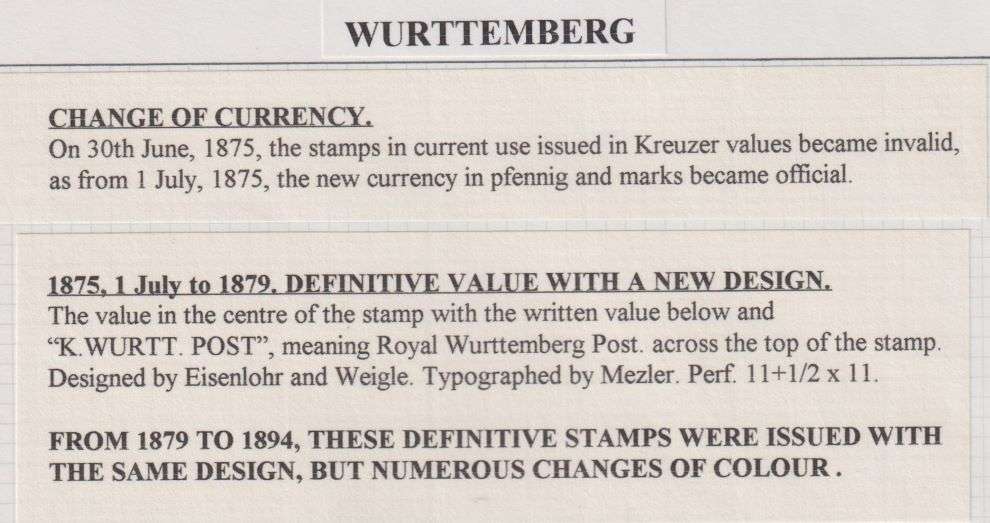 WURTTEMBERG SUPERB 1851-1875 DISPLAY ON PAGES