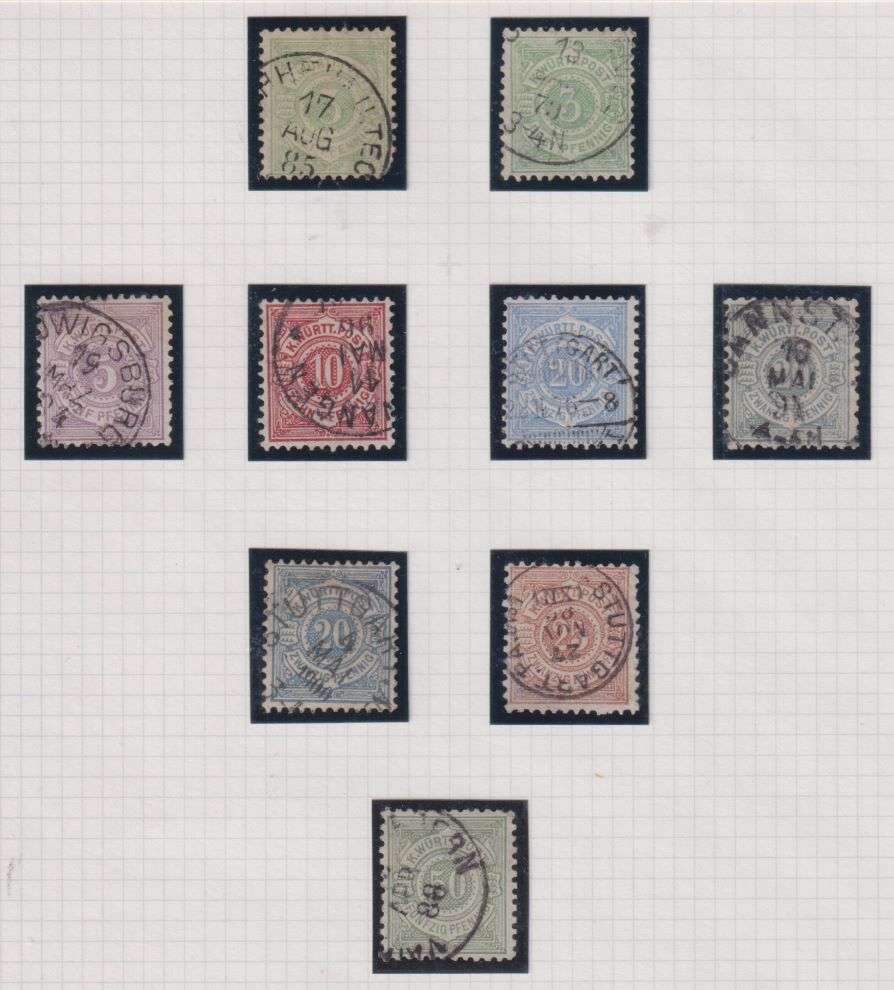 WURTTEMBERG SUPERB 1851-1875 DISPLAY ON PAGES