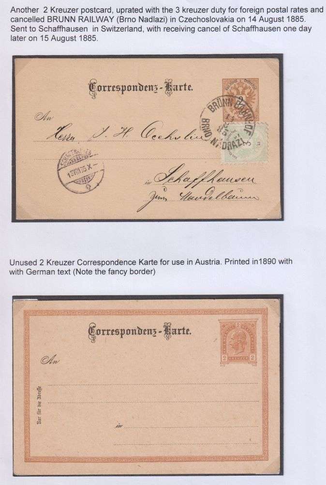 AUSTRIA, ITALY 1890 POSTAL STATIONERY CARDS - WRITTEN UP COLLECTION
