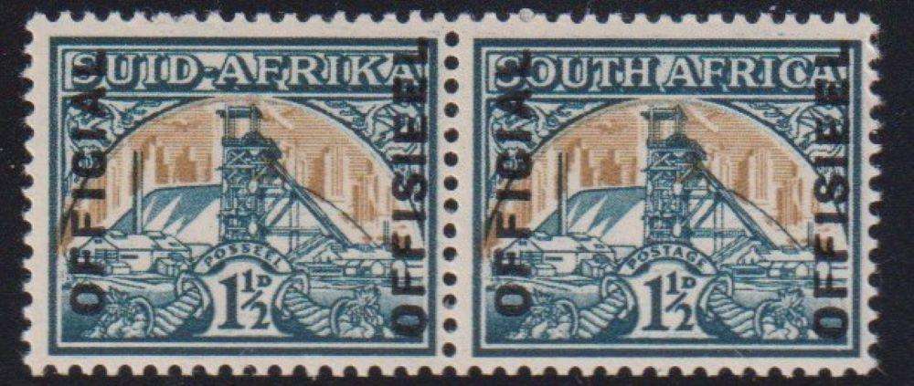SA 1949 1 1/2d SCARCE OFFICIAL SUPERB UNMOUNTED MINT WITH 'GOLD' SHIFT SACC O39v CV R1600