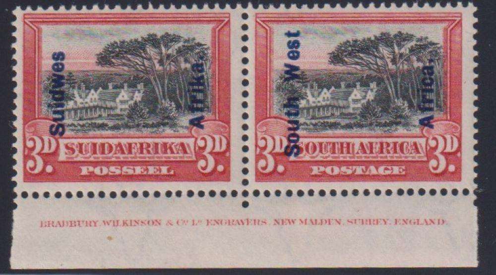 SWA 1926 LONDON 3d INSCRIPTIONAL PAIR UNMOUNTED MINT - SACC 76