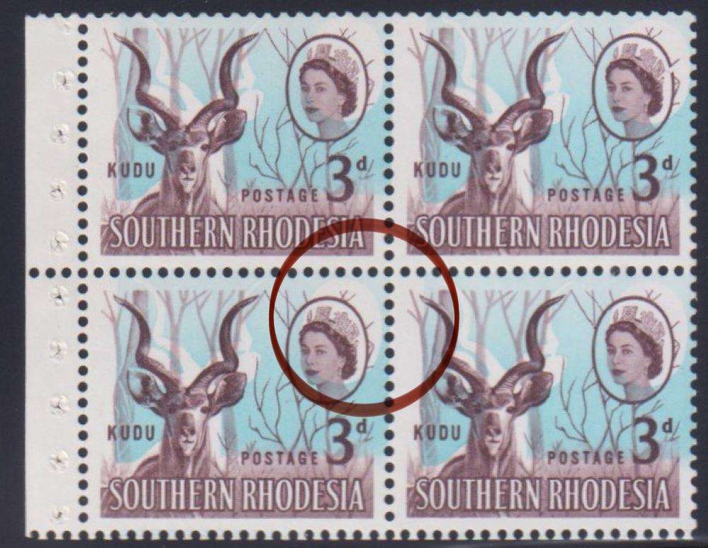 SOUTHERN RHODESIA RARE COLOUR SHIFT ON BOOKLET PANE - SUPERB!