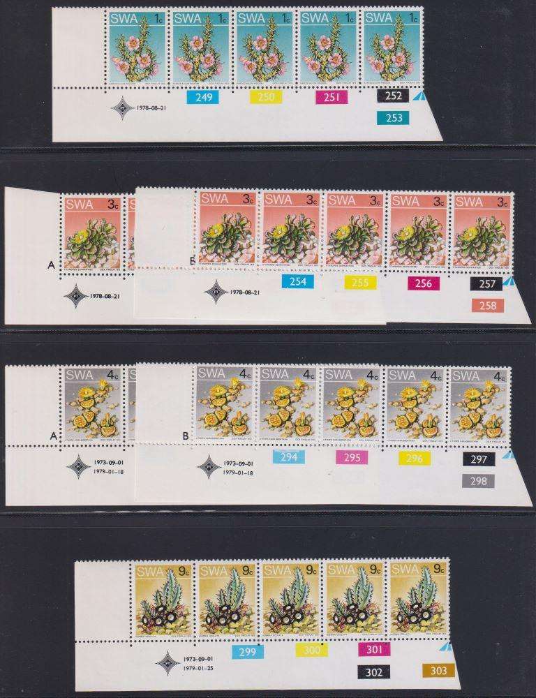 SWA 1973 DEFINITIVE CONTROL BLOCK COLLECTION - UM