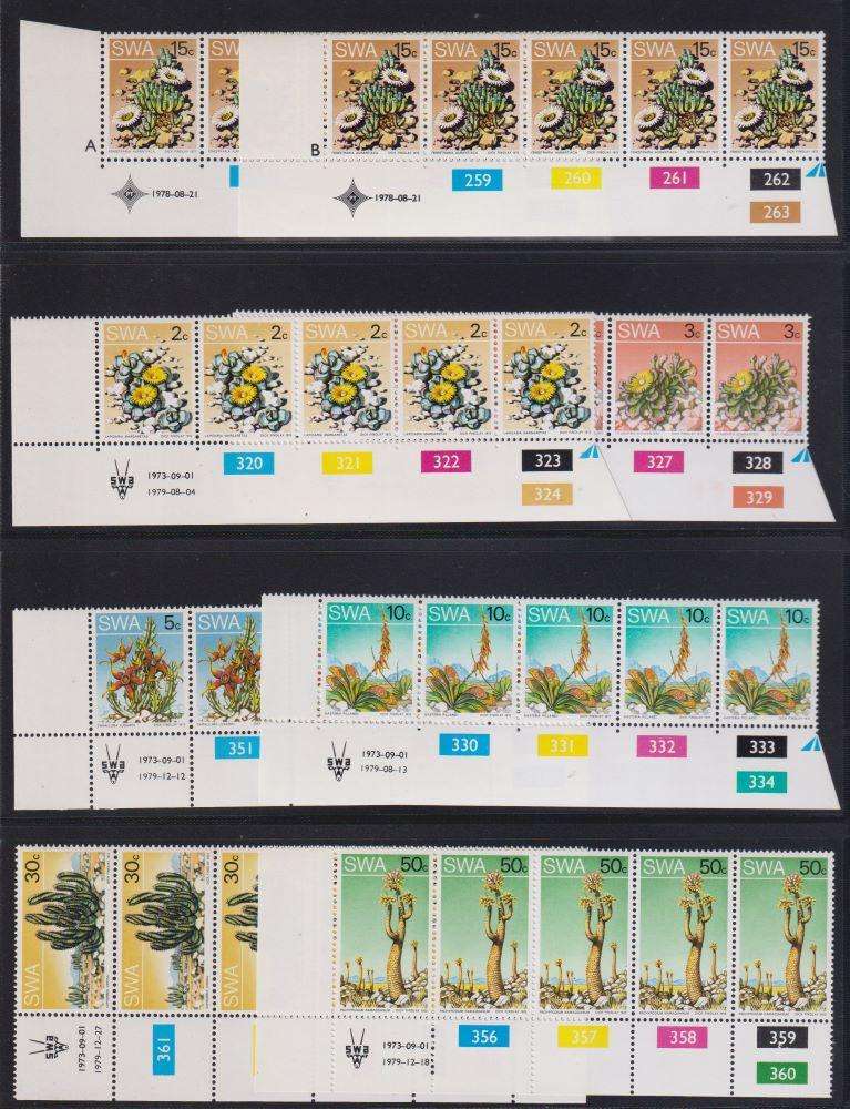 SWA 1973 DEFINITIVE CONTROL BLOCK COLLECTION - UM