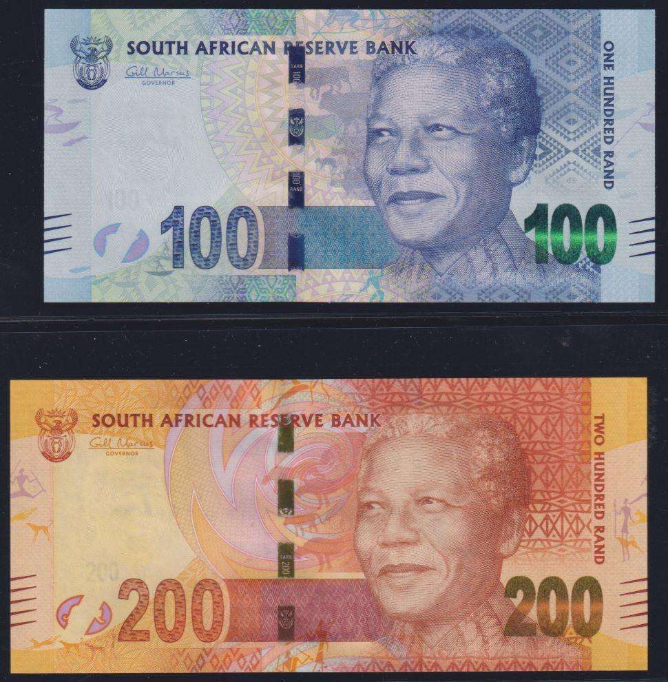 RSA "GILL MARCUS" SET OF UNC NOTES LOW SAME SERIAL NUMBER WITH "NM (Nelson Mandela) SERIAL #'S
