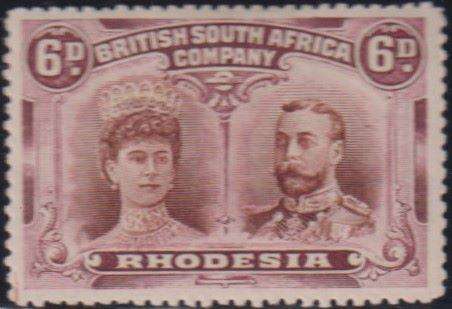 RHODESIA 1910 6d DOUBLE HEAD FINE MINT SG 145 cv £75