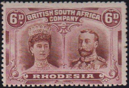 RHODESIA 1910 6d DOUBLE HEAD FINE  MINT SG 145 #2154 cv £75