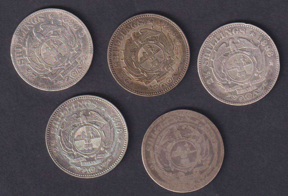 ZAR  1896 Coin Collection - 5 coins -  2/6 Shillings