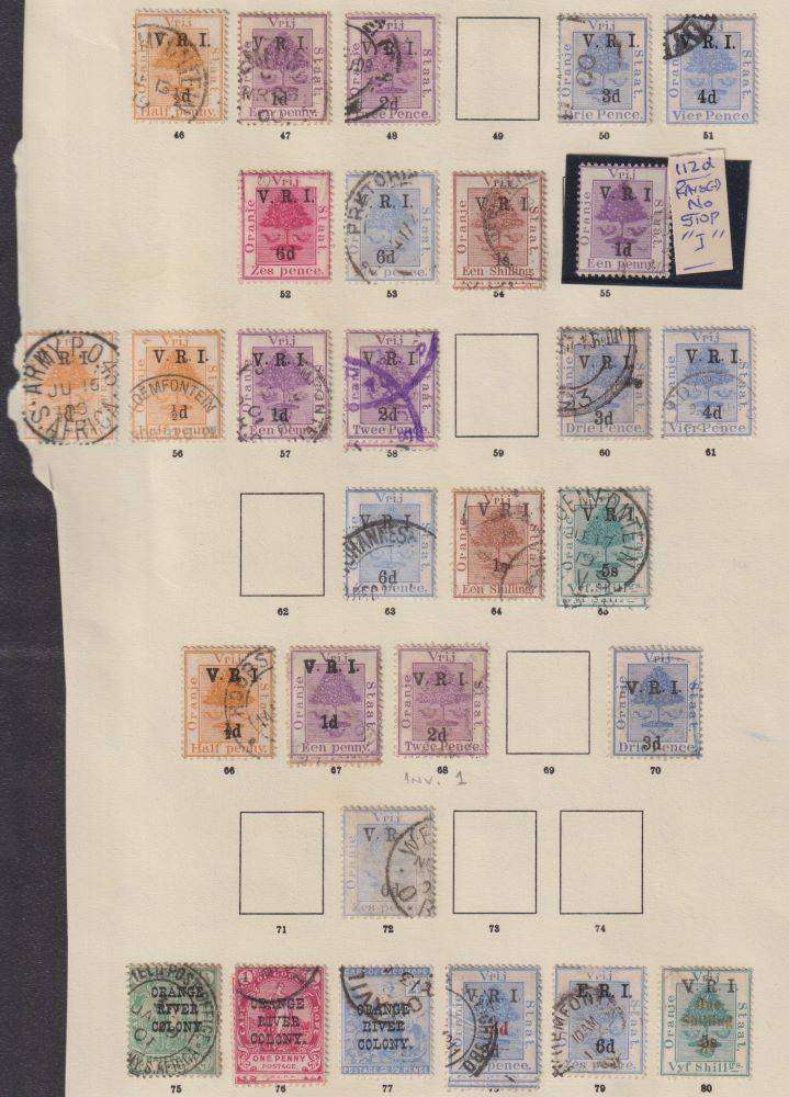 ORANGE FREE STATE  EARLY OLD COLLECTION ON PAGES HIGH CV