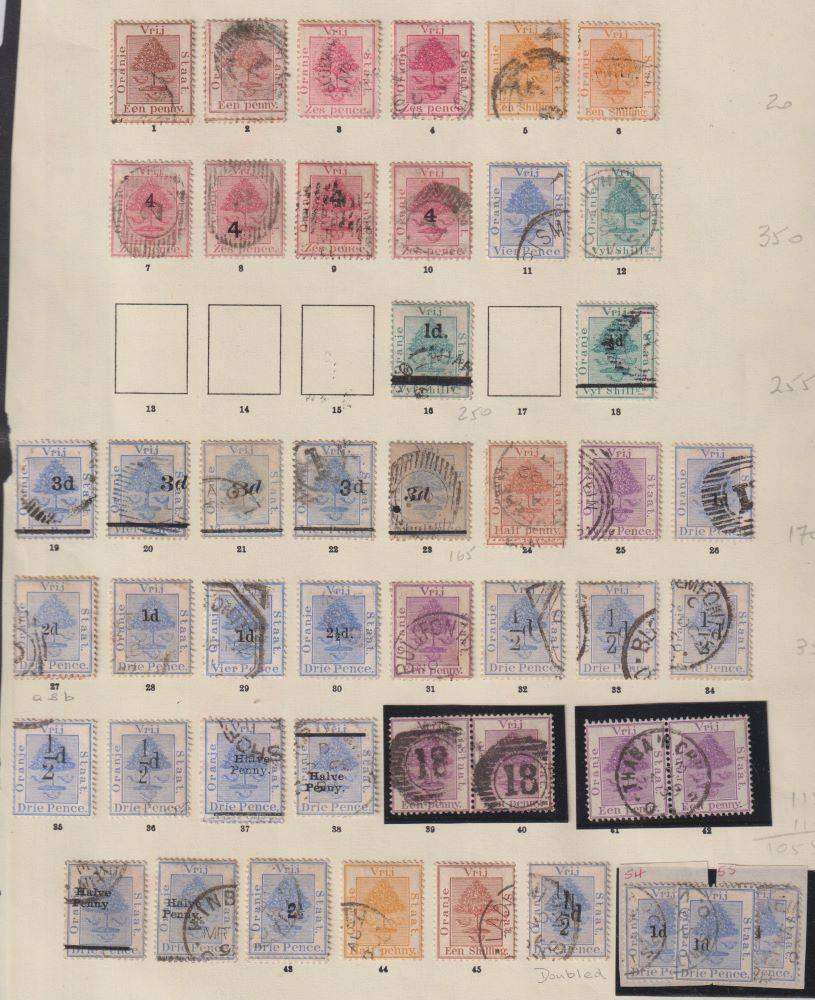 ORANGE FREE STATE  EARLY OLD COLLECTION ON PAGES HIGH CV