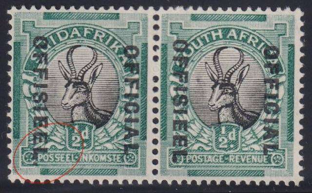 SA 1930 1/2d "STOP AFTER OFFISIEEL" FINE MINT - SACC O11c CV R800