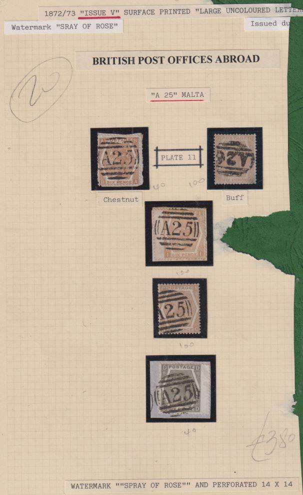 GB QUEEN VICTORIA 1872/3 6d's USED IN MALTA  A LOVELY LOT - HIGH CAT VALUE!