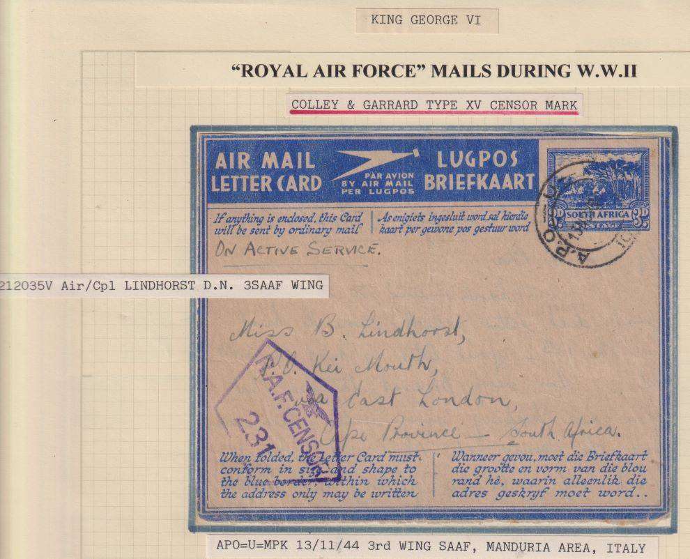 GB ROYAL AIRFORCE COLLECTION OF WW11 COVERS - WRITTEN UP!