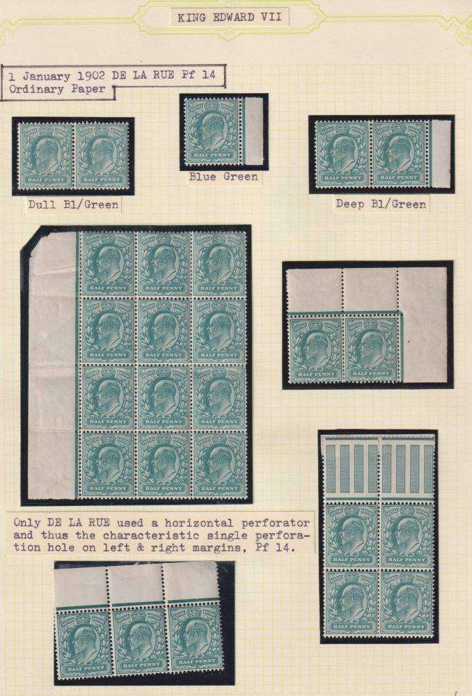GREAT BRITAIN KEV11 1/2d MINT STUDY ON PAGES - HIGH CV