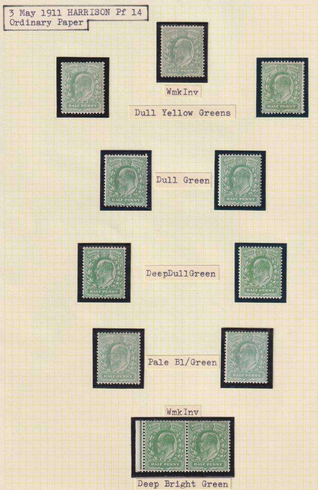 GREAT BRITAIN KEV11 1/2d MINT STUDY ON PAGES - HIGH CV
