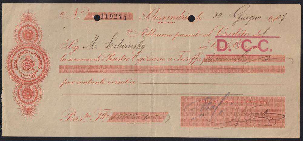 EGYPT-ITALY & ROMA BANK CHEQUES - UNUSUAL