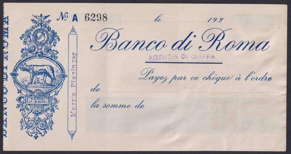 EGYPT-ITALY & ROMA BANK CHEQUES - UNUSUAL