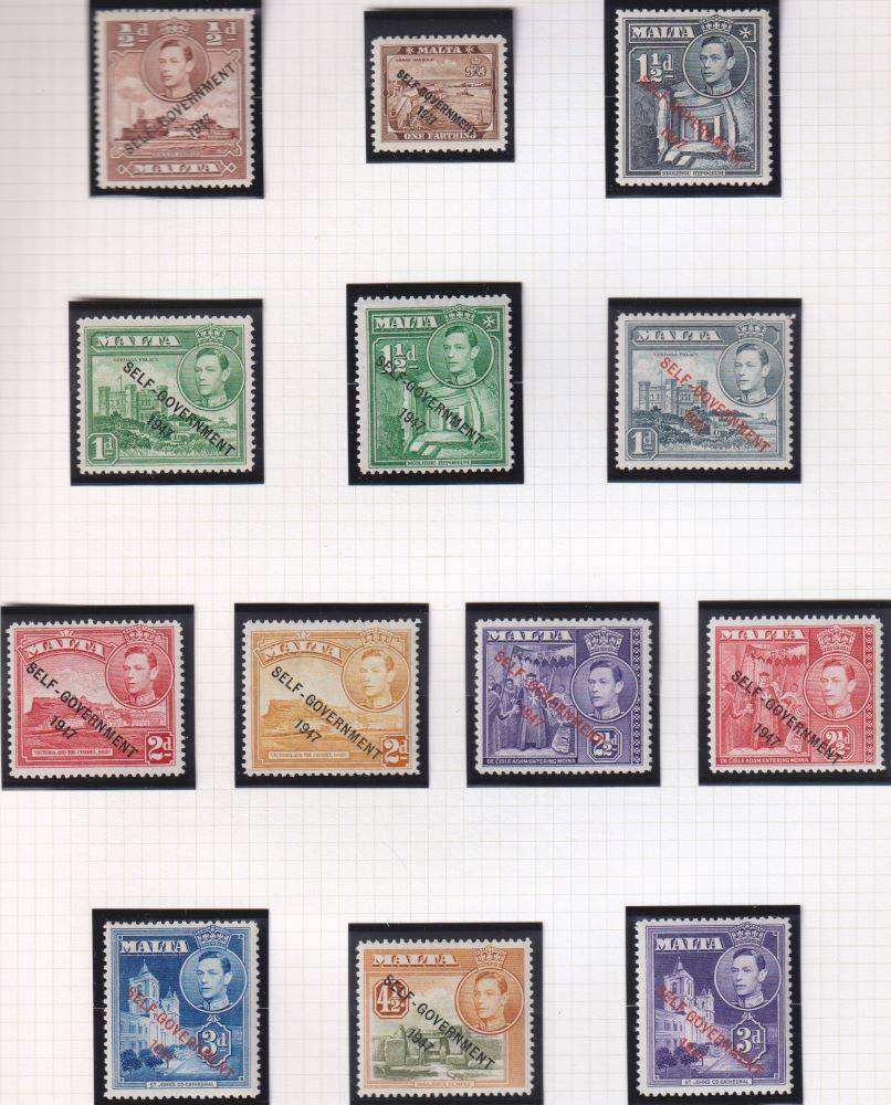 GAMBIA, GILBERT, MALTA KGV1 ERA  SUPERB HINGED MINT LOT ON PAGES