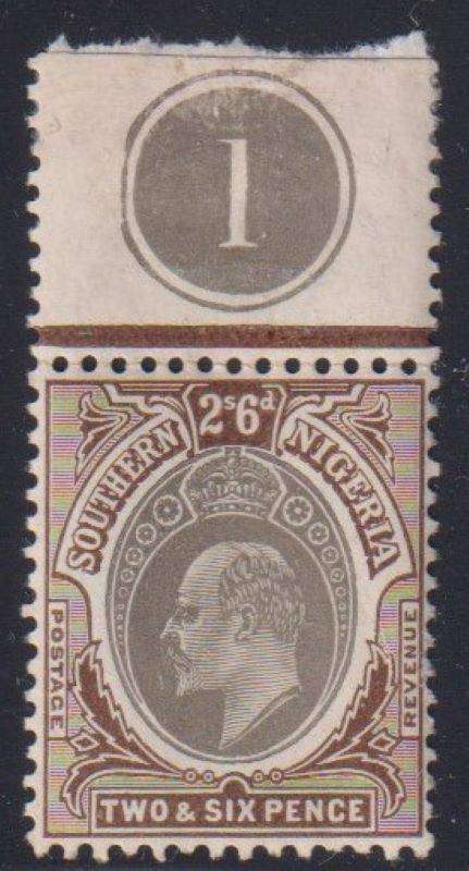 SOUTHERN NIGERIA 1903 2/6 PLATE NUMBER UNMOUNTED MINT
