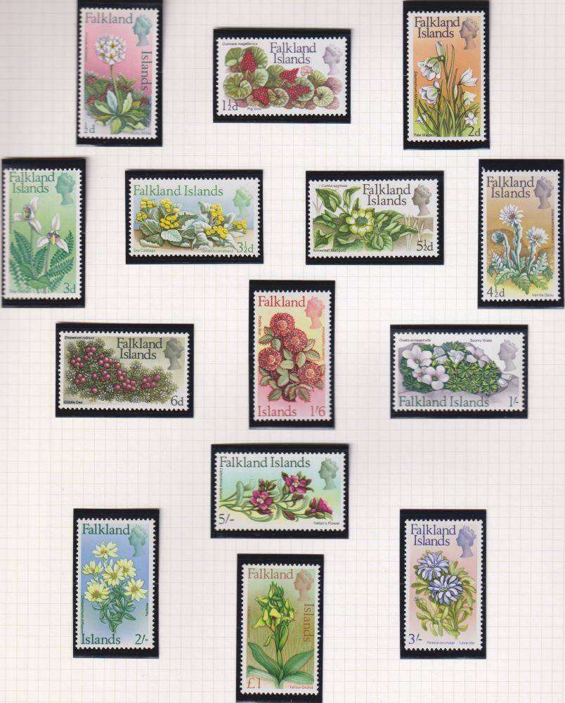 FALKLANDS, FIJI,  BAHAMAS VIRGIN ISLES SUPERB QE11 DEFINITIVES ON PAGES UNMOUNTED MINT