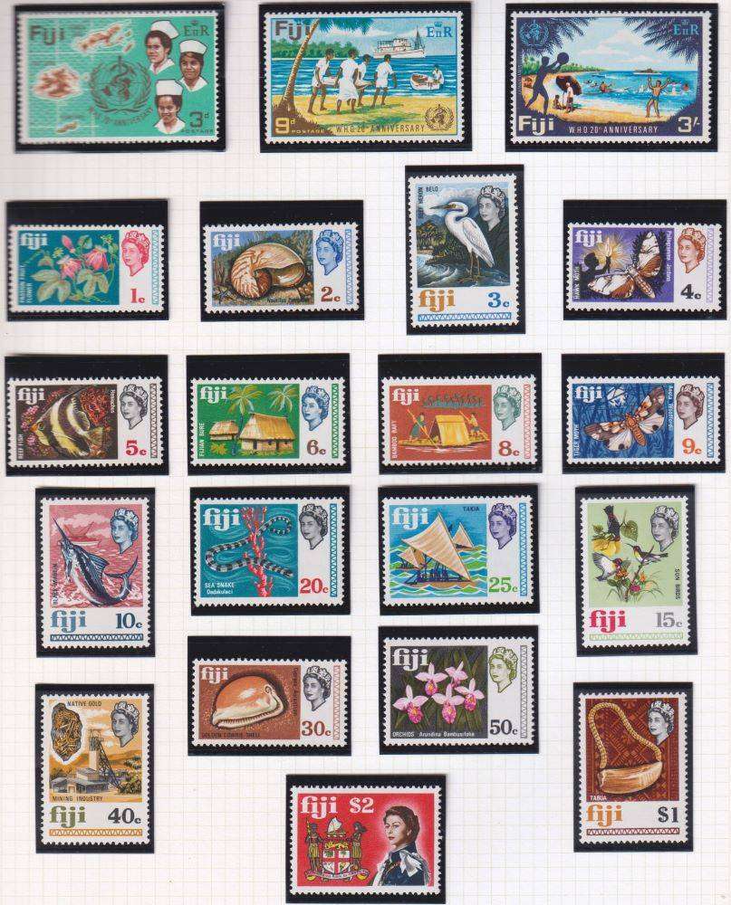 FALKLANDS, FIJI,  BAHAMAS VIRGIN ISLES SUPERB QE11 DEFINITIVES ON PAGES UNMOUNTED MINT