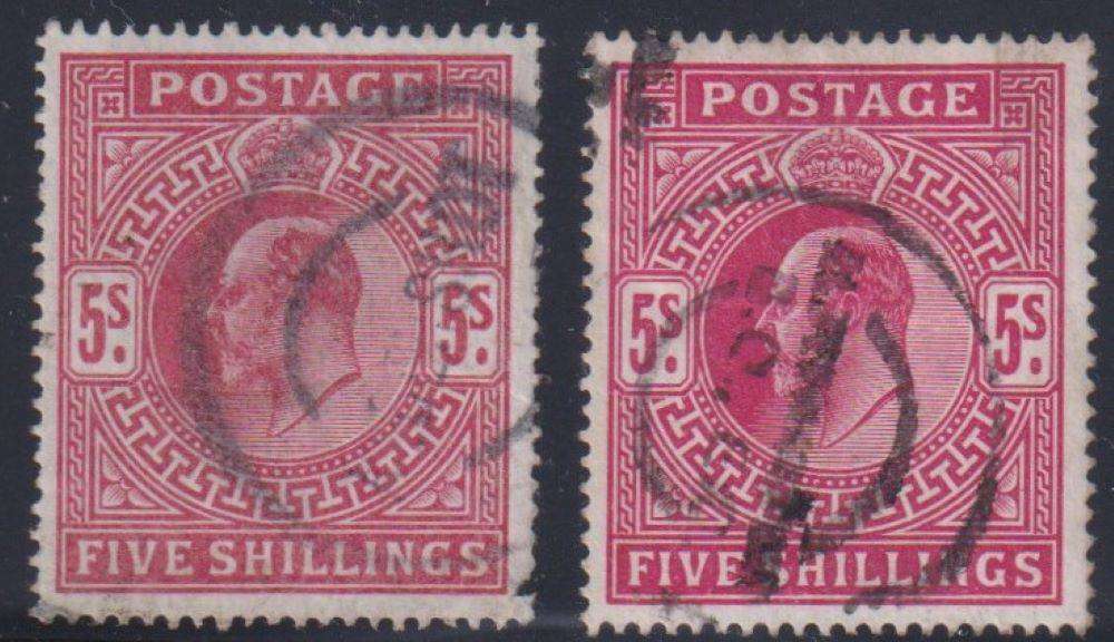 GREAT BRITAIN KEV11 5/- BRIGHT & DEEP BRIGHT SHADES SOUND USED