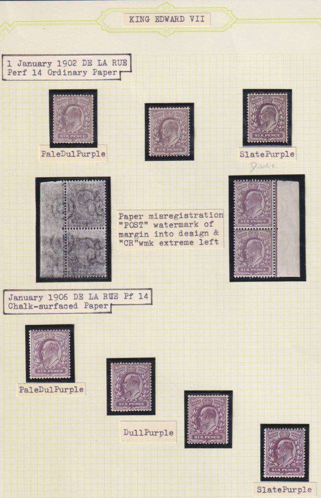 GREAT BRITAIN 1902-1906 KEV11 6d STUDY ON PAGE FINE MINT